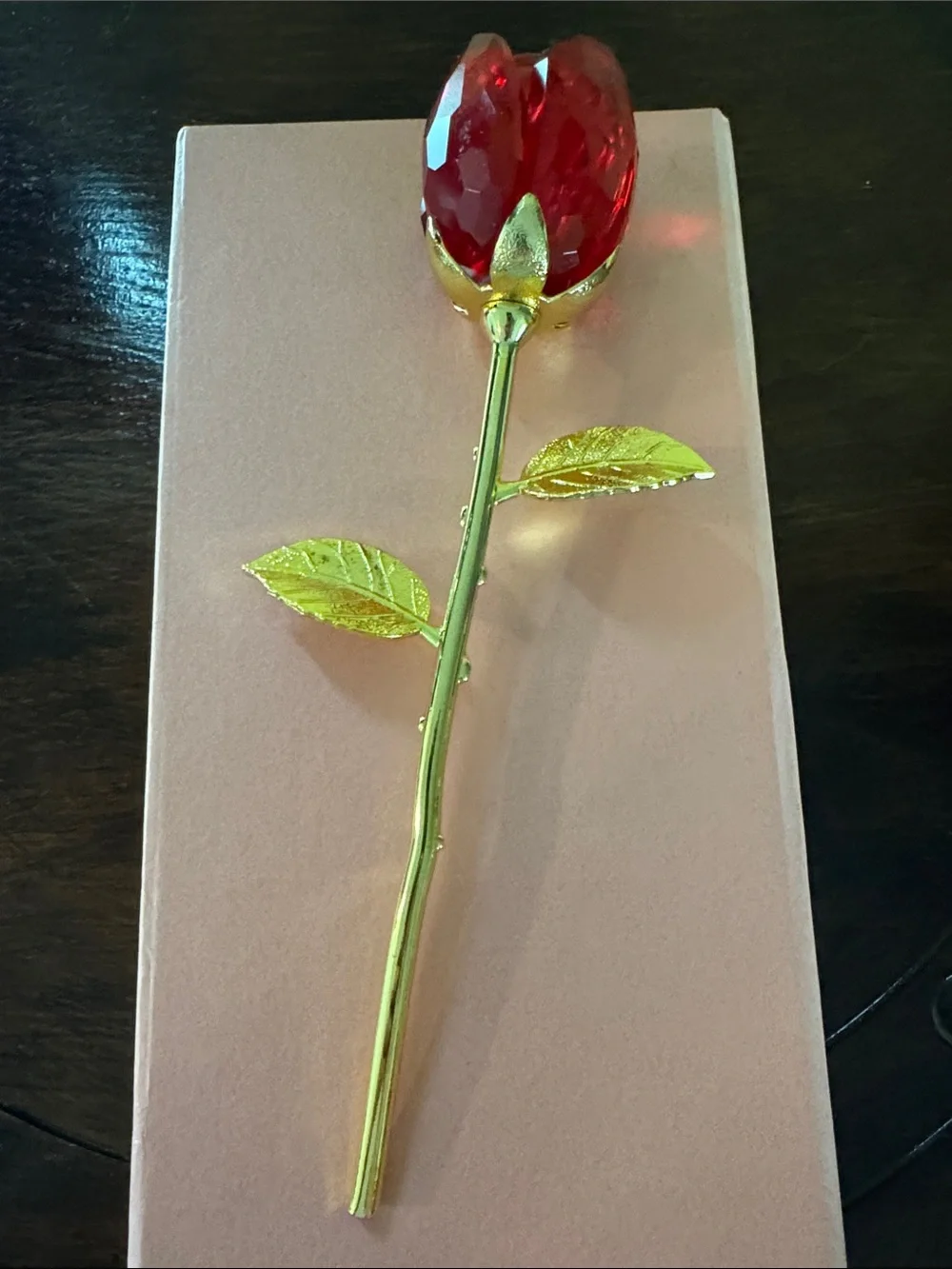 Disney World Elegant Red Crystal Rose with Gold Stem - Home Accents